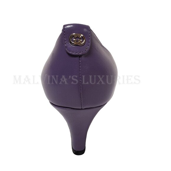 GUCCI SHOES PURPLE LEATHER LOGO SIGNATURE HARDWARE WEDGE IT 39.5 / US 9.5 - Picture 8 of 12